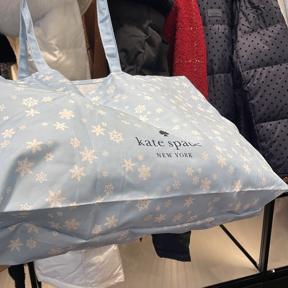 Kate Spade Snow Flakes Canvas Tote XL Reusable Shopping Beach Bag - Picture 5 of 16